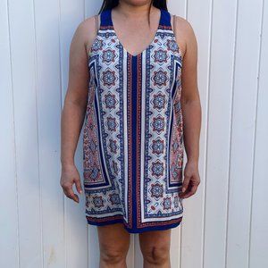 Blue Patterned Midi Dress (L)